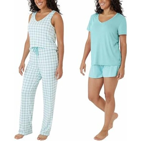 Eddie Bauer Sm 4-Piece Pajama Set Shirt Tank Top Shorts Pants Sleepwear Lounge - Picture 1 of 8